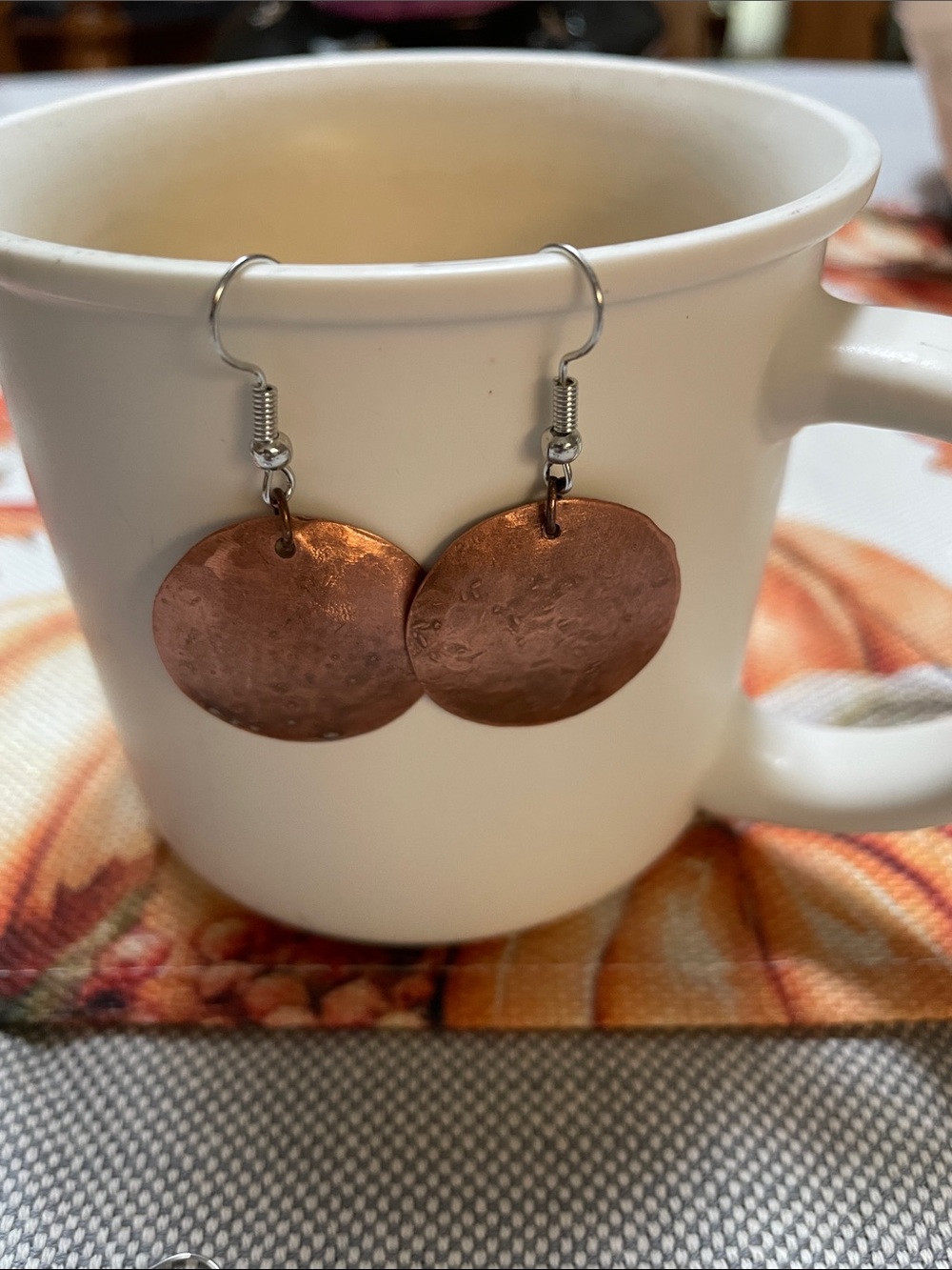 Copper Circle Dangle Earrings